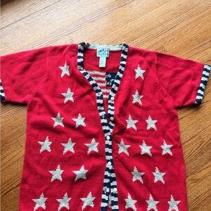 Quacker Factory Red Stars and Stripes  Cardigan large